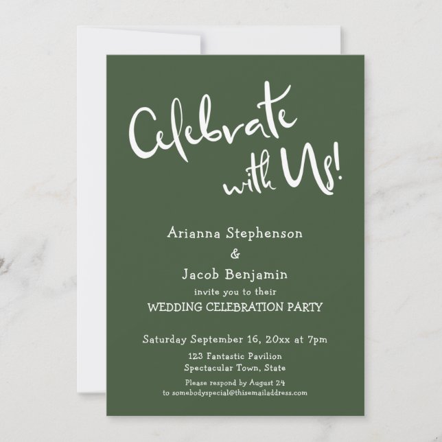 Invitation "Célébrez avec nous !" Mariage décontracté et cham (Devant)