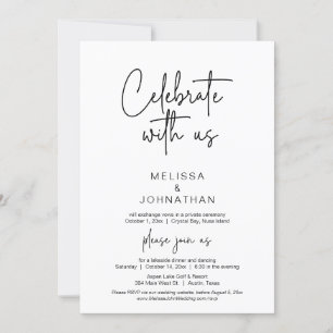 Invitation Célébrez avec nous, Mariage Elopement Dinner Invit