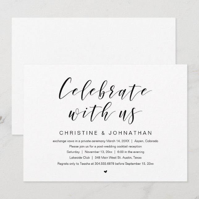Invitation Célébrez avec nous, mariage fugué (Devant / Derrière)