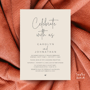 Invitation Célébrez avec nous, Mariage Intime Crème Gris