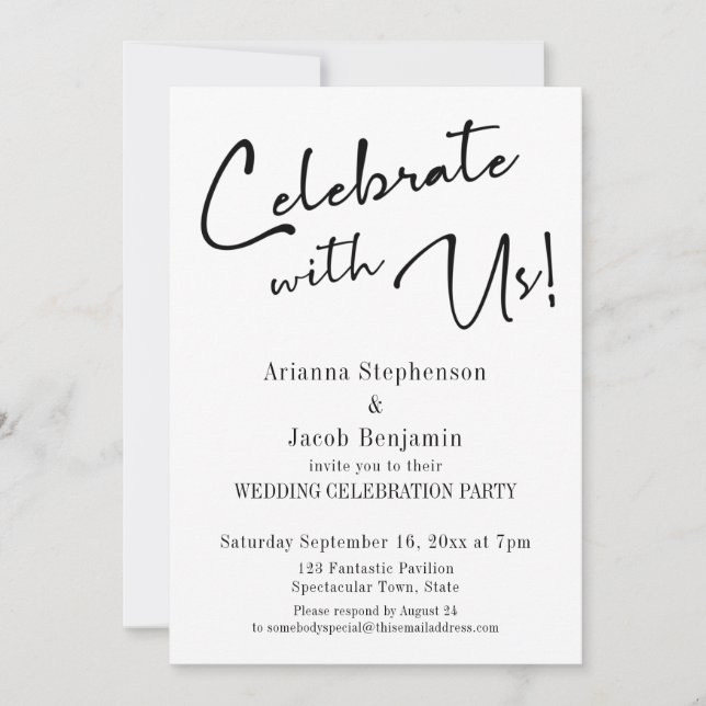 Invitation "Célébrez avec nous !" Mariage Moderne Simple et É (Devant)