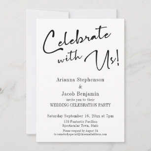 Invitation "Célébrez avec nous !" Mariage Moderne Simple et É