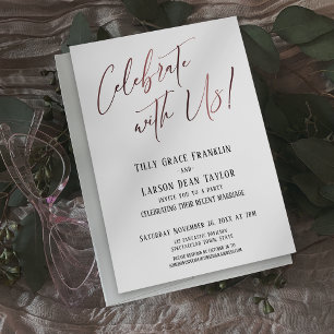 Invitation Célébrez avec nous ! Mariage Rose Gold