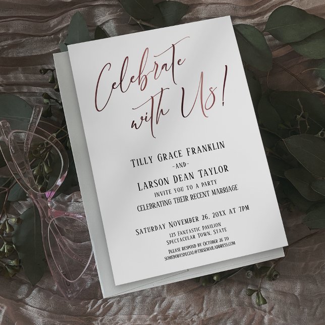 Invitation Célébrez avec nous ! Mariage Rose Gold (Créateur téléchargé)
