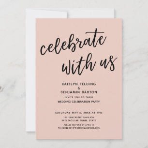 Invitation Célébrez avec Nous Mariage Rose Pâle Élégant et Dé