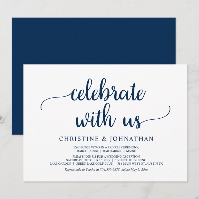 Invitation Célébrez avec nous, Mariage Rustique Fuite de Mari (Devant / Derrière)