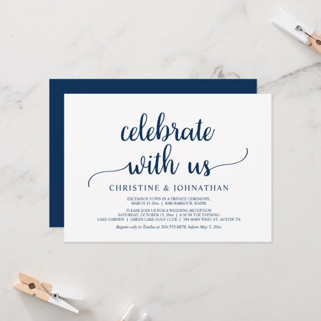 Invitation Célébrez avec nous, Mariage Rustique Fuite de Mari (Devant/Arrière en situation)