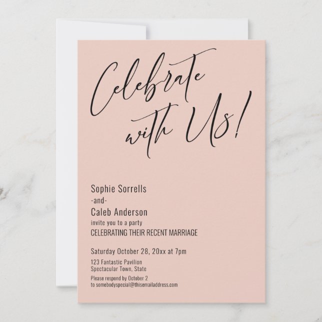 Invitation Célébrez avec nous ! Moderne Fête de Mariage Rose  (Devant)