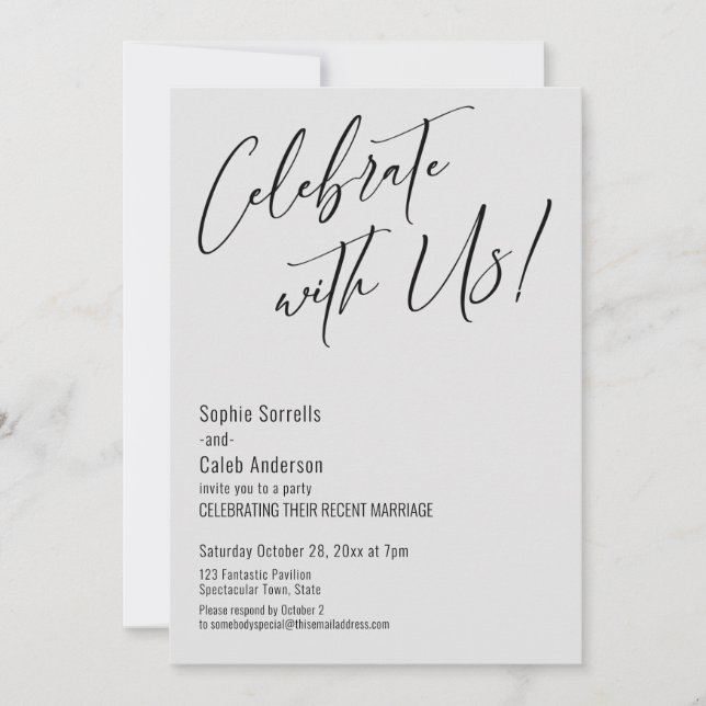 Invitation Célébrez avec nous ! Moderne Mariage avec Thème Gr (Devant)