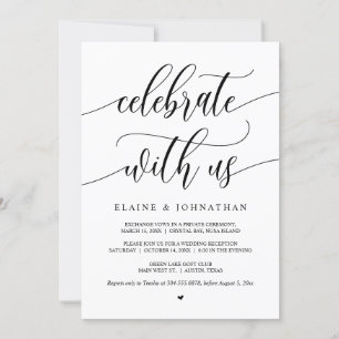 Invitation Célébrez avec nous, Noir, Mariage Intime Fête