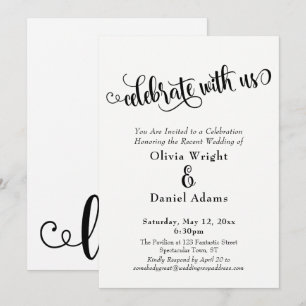 Invitation Célébrez avec Nous Réception Noir Blanc Audacieux 