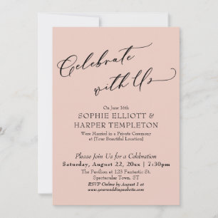 Invitation Célébrez avec nous  Réception uniquement rose tend