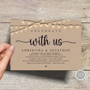 Invitation Célébrez avec nous, Rustic Mariage Dinner Elopemen