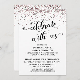 Invitation Célébrez avec nous Script Rose Gold Confetti