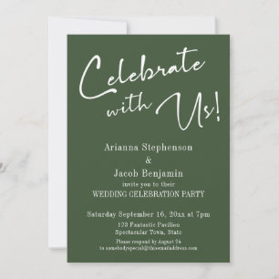 Invitation Célébrez avec nous ! Simple fête de mariage vert f