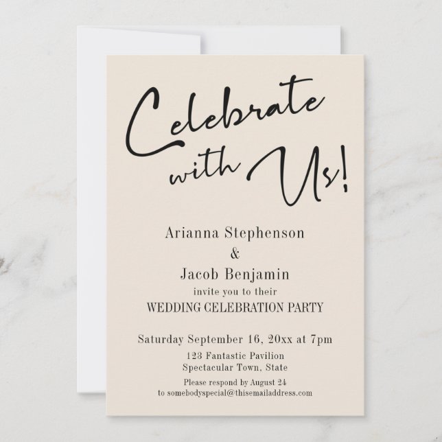 Invitation "Célébrez avec nous !" Simple mariage champêtre él (Devant)