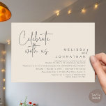 Invitation Célébrez avec nous, Wedding Réception Cash Bar<br><div class="desc">Annoncez avec élégance votre bonheur à jamais avec notre moderne crème gris foncé mariage elopement bar de célébration cash bar et carte d'invitation pour adultes seulement, "Célébrez avec nous". Adaptée aux couples qui perpétuent leur histoire d'amour, cette invitation offre un équilibre parfait entre sophistication et charme, offrant le cadre d'un...</div>