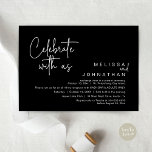 Invitation Célébrez avec nous, Wedding Réception Cash Bar<br><div class="desc">Annoncez avec élégance votre bonheur à jamais avec notre bar à encaisse de célébration de mariages à thème noir moderne et classe et carte d'invitation pour adultes seulement, "Célébrez avec nous". Adaptée aux couples qui perpétuent leur histoire d'amour, cette invitation offre un équilibre parfait entre sophistication et charme, offrant le...</div>