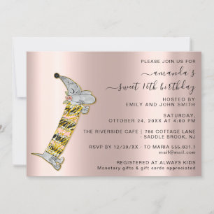 Invitation Célébrez dans le style avec Rose Cute Dog Sweet 16