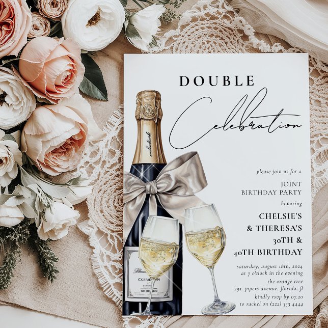 Invitation Célébrez dans le style Fête d'anniversaire double (Créateur téléchargé)