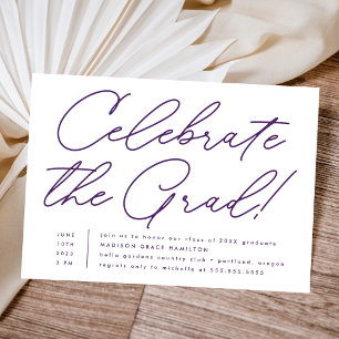 Invitation Célébrez la fête de fin d'études en violet manuscr
