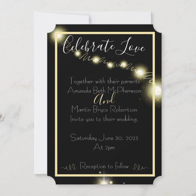 Invitation Célébrez l'amour Simple mariage scintillant (Devant)