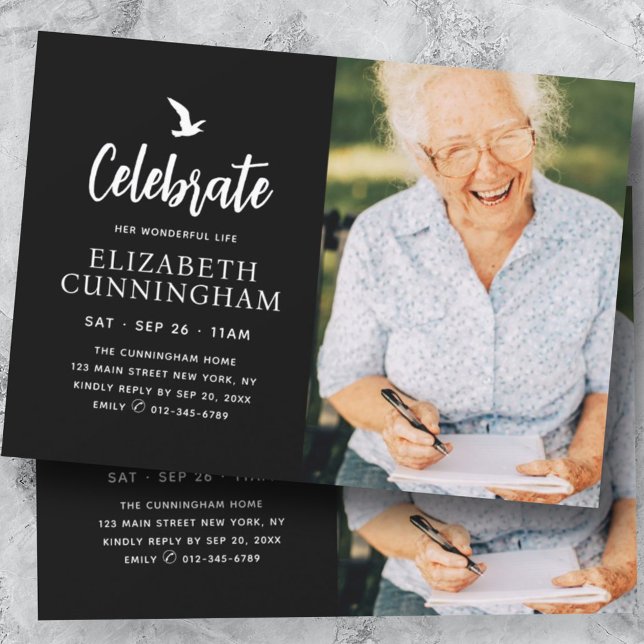 Invitation Célébrez Sa Merveilleuse Vie Mémorial Photo Modern (Créateur téléchargé)