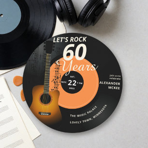 Invitation Célébrons 60 Ans Guitare Vinyle Anniversaire