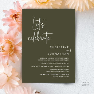 Invitation Célébrons, dîner de fête de mariage en fuite