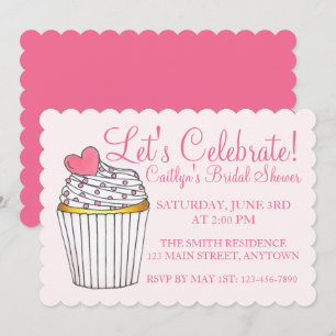 Invitation Célébrons la Cupcake Rose Fête de Mariage Baby Sho
