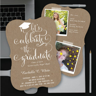 Invitation Célébrons la fête de fin d'études sur tableau noir