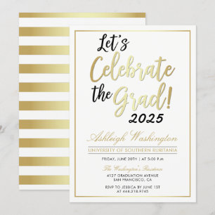 Invitation Célébrons l'Âme !   Gold White Graduation