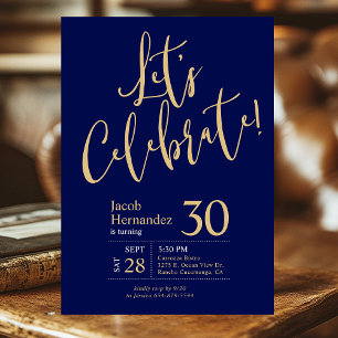 Invitation Célébrons le 30e anniversaire Navy Blue Gold