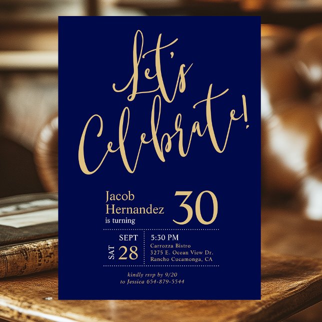 Invitation Célébrons le 30e anniversaire Navy Blue Gold (Créateur téléchargé)
