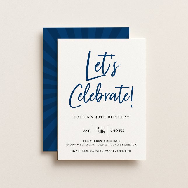 Invitation Célébrons le script bleu moderne Anniversaire (Créateur téléchargé)
