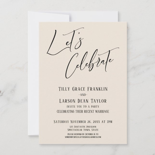 Invitation Célébrons l'élégance moderne Crème Fête de mariage (Devant)