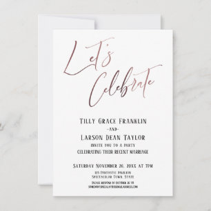 Invitation Célébrons l'élégante fête de mariage Rose Gold