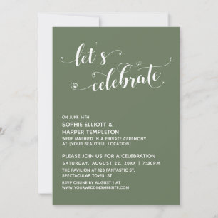 Invitation Célébrons les cœurs Script Réception Olive