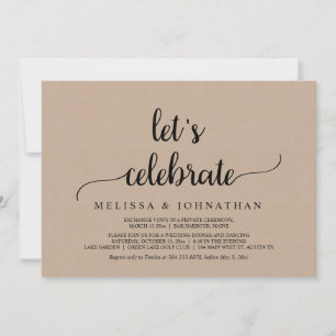 Invitation Célébrons, Mariage Rustique Fête d'Elopement