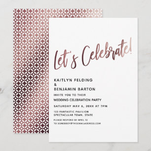 Invitation Célébrons une réception de mariage en or rose