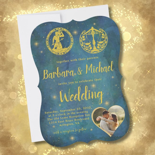 Invitation Céleste avec vos signes zodiaques Mariage photo (Créateur téléchargé)