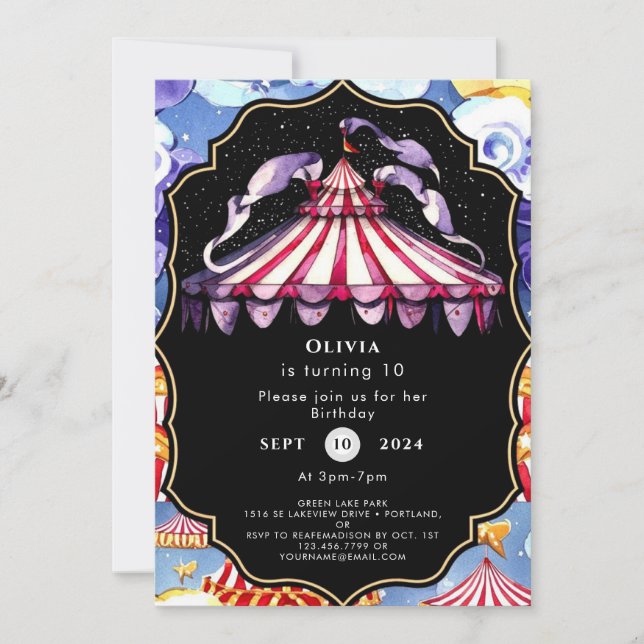 Invitation Céleste Boho Circus Anniversaire (Devant)