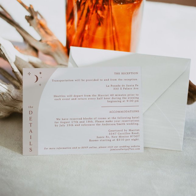 Invitation CELESTE Boho Moon & Stars Terracotta Details Card (Créateur téléchargé)