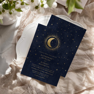 Invitation céleste de minuit bleu étoiles Mariage de lune