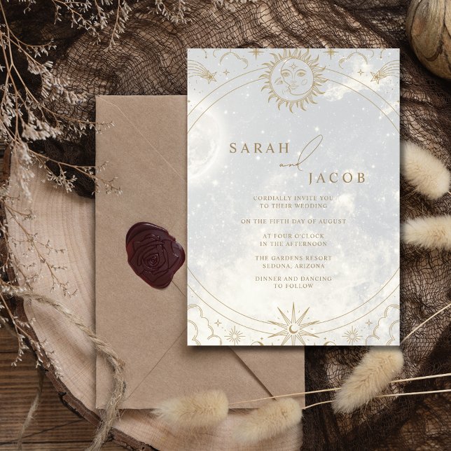 Invitation Céleste écrit dans les étoiles Mariage (Celestial Written in the Stars Wedding Invitation)