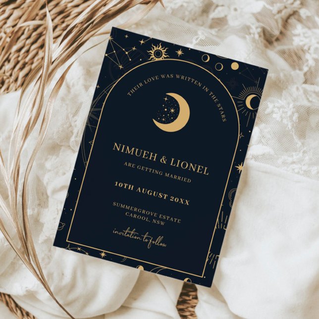 Invitation Céleste Écrit dans les étoiles Sauvegarder la date (Créateur téléchargé)