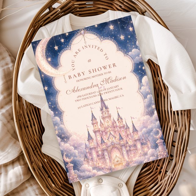 Invitation Céleste Fête de Naissance au Château de Princesse (Créateur téléchargé)