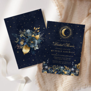 Invitation Céleste Floral Bleu étoiles Fête des mariées de lu