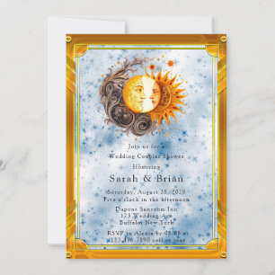 Invitation Céleste Jaune Bleu Mariage Couples Douche