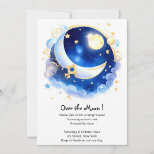 Invitation Céleste Lune et étoiles Baby shower à thème